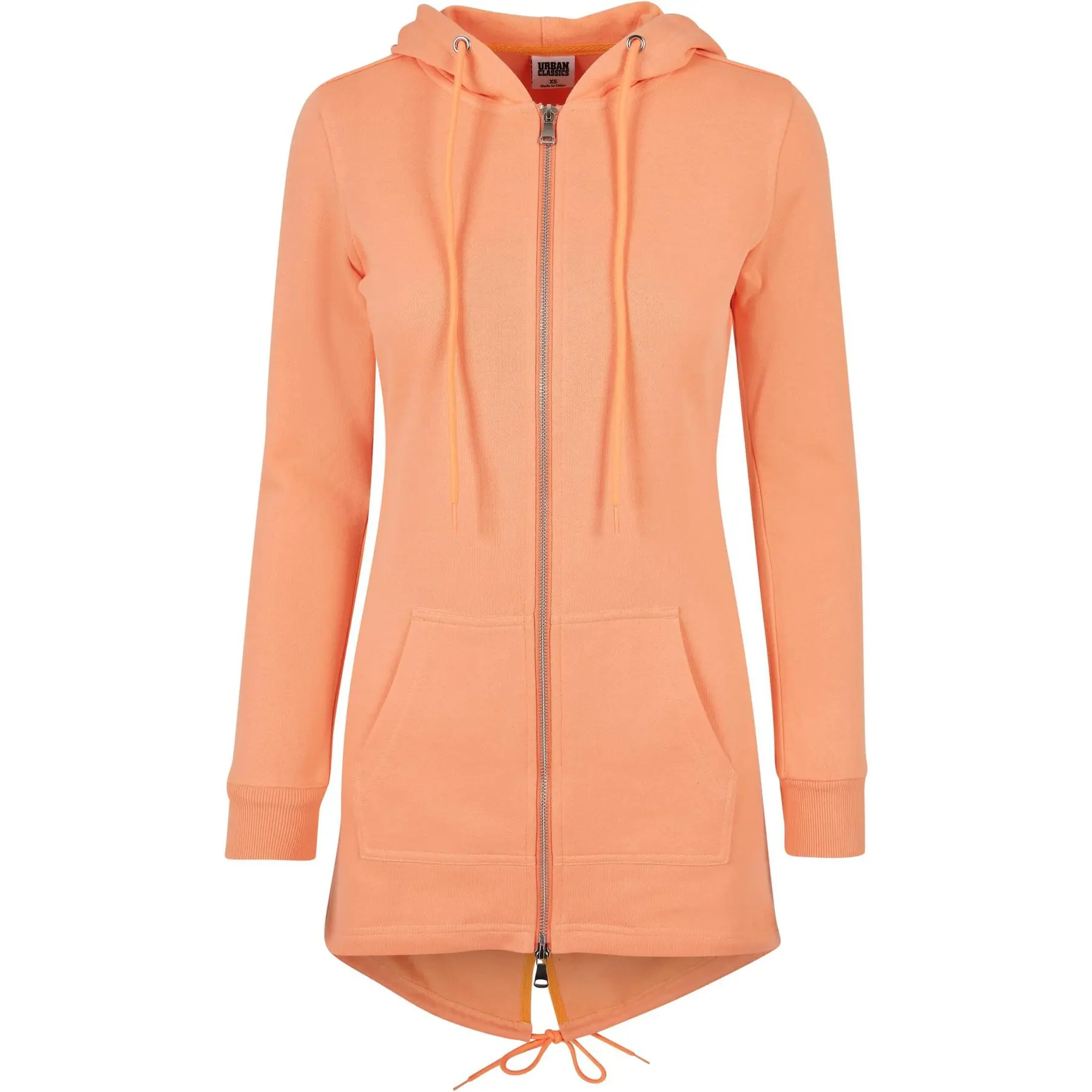 Langes Kapuzensweatshirt mit Reißverschluss, Damen Urban Classics