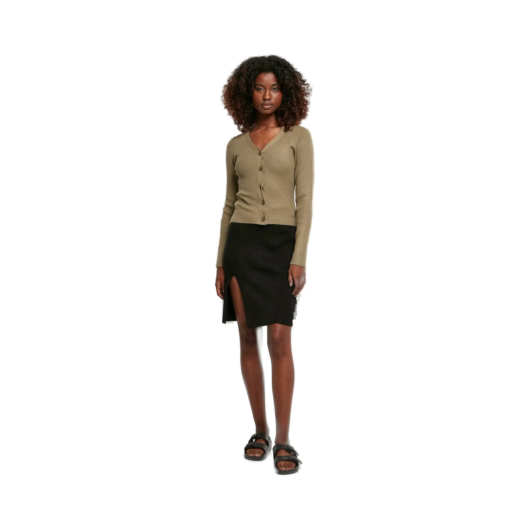 Damen-Kurzstrickjacke aus Rippstrick Urban Classics GT