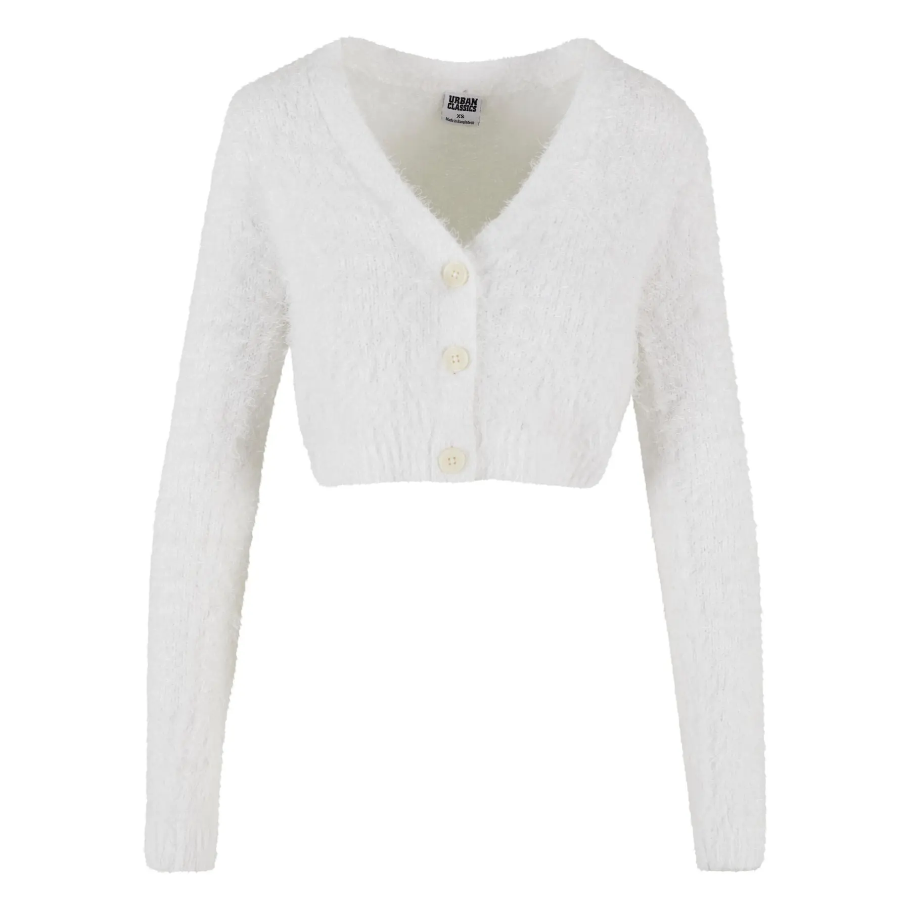 Graue Damen-Crop-Cardigan mit Federn Urban Classics