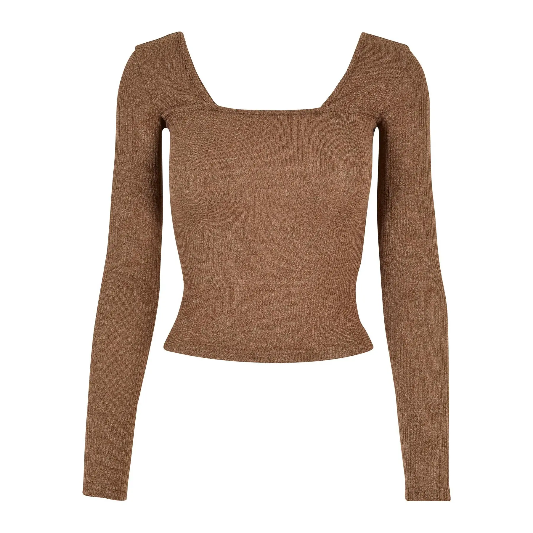 Body mit langen Ärmeln und quadratischem Ausschnitt, gerippt, Damen Urban Classics