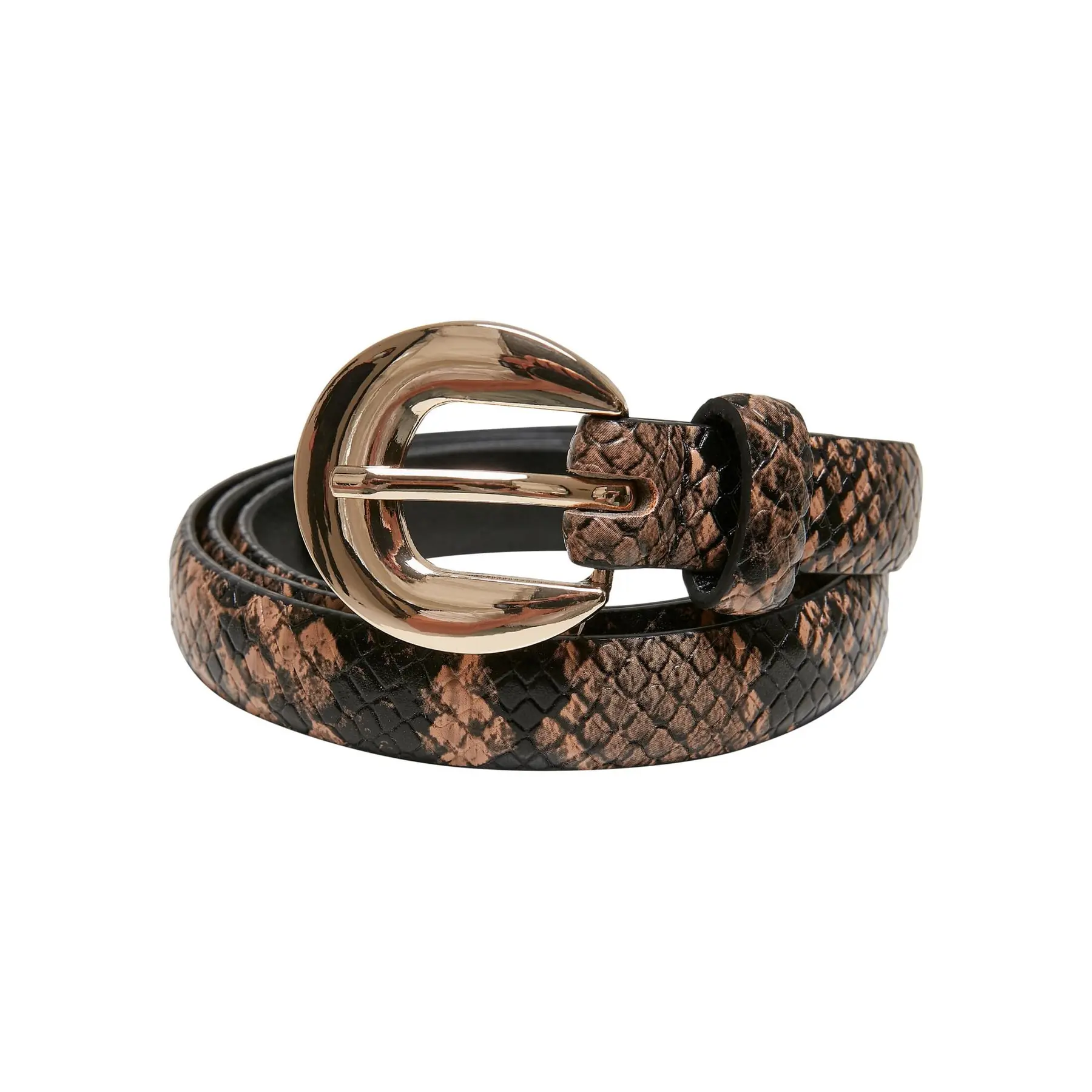 Urban Classics - Snake Synthetic Leather Riem - S/M - Beige/Zwart