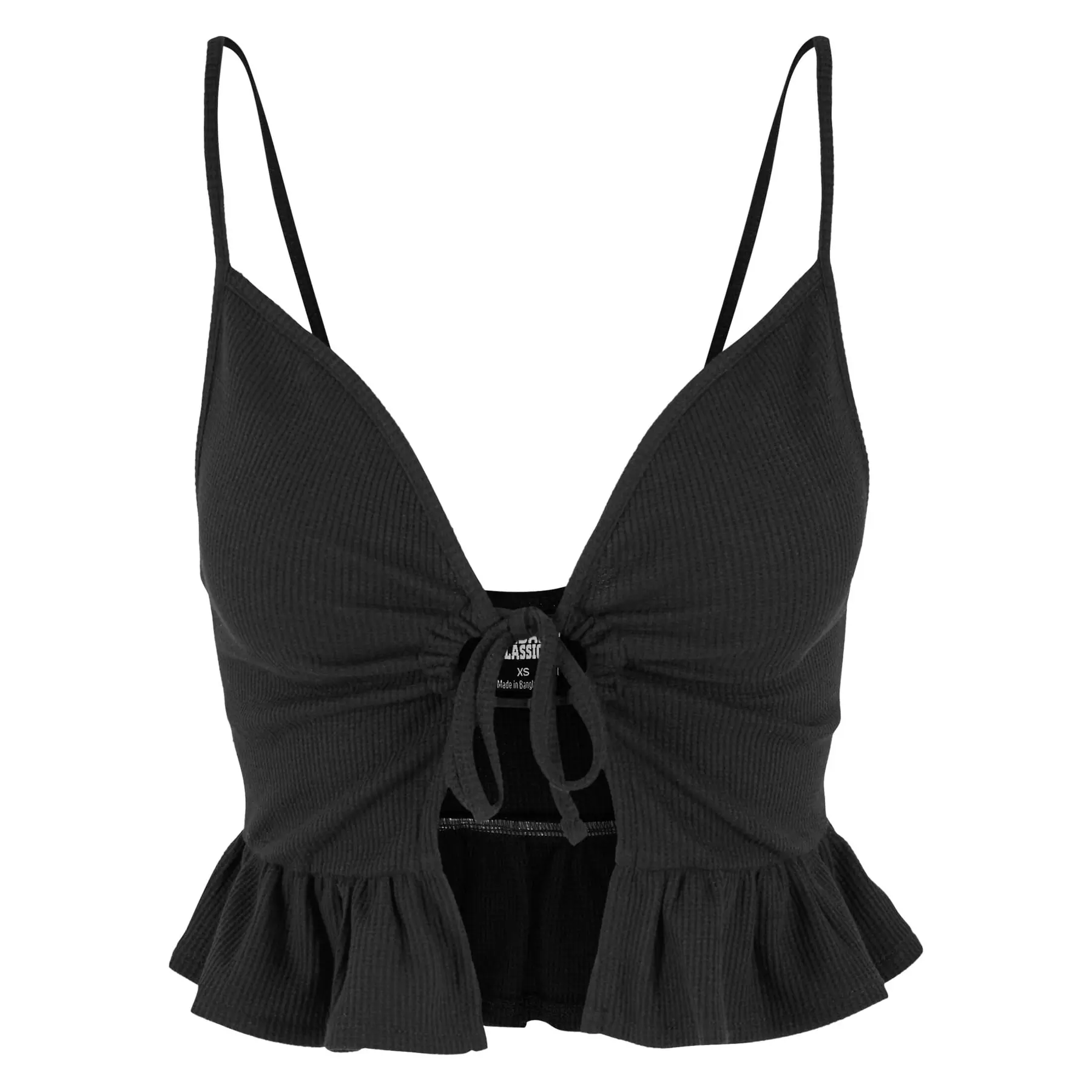 Tanktop mit Rüschen aus Waffelpiqué, Damen Urban Classics