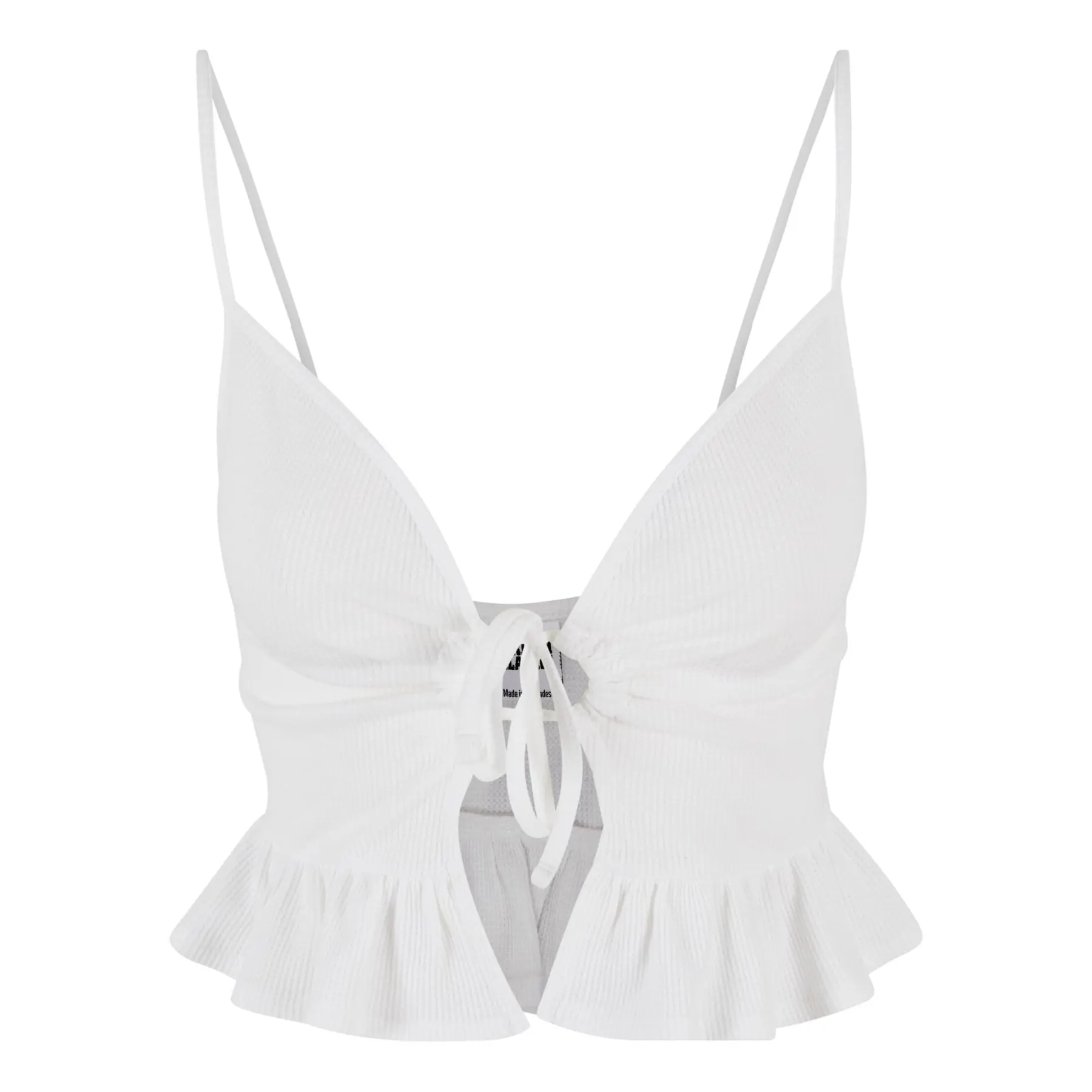 Tanktop mit Rüschen aus Waffelpiqué, Damen Urban Classics