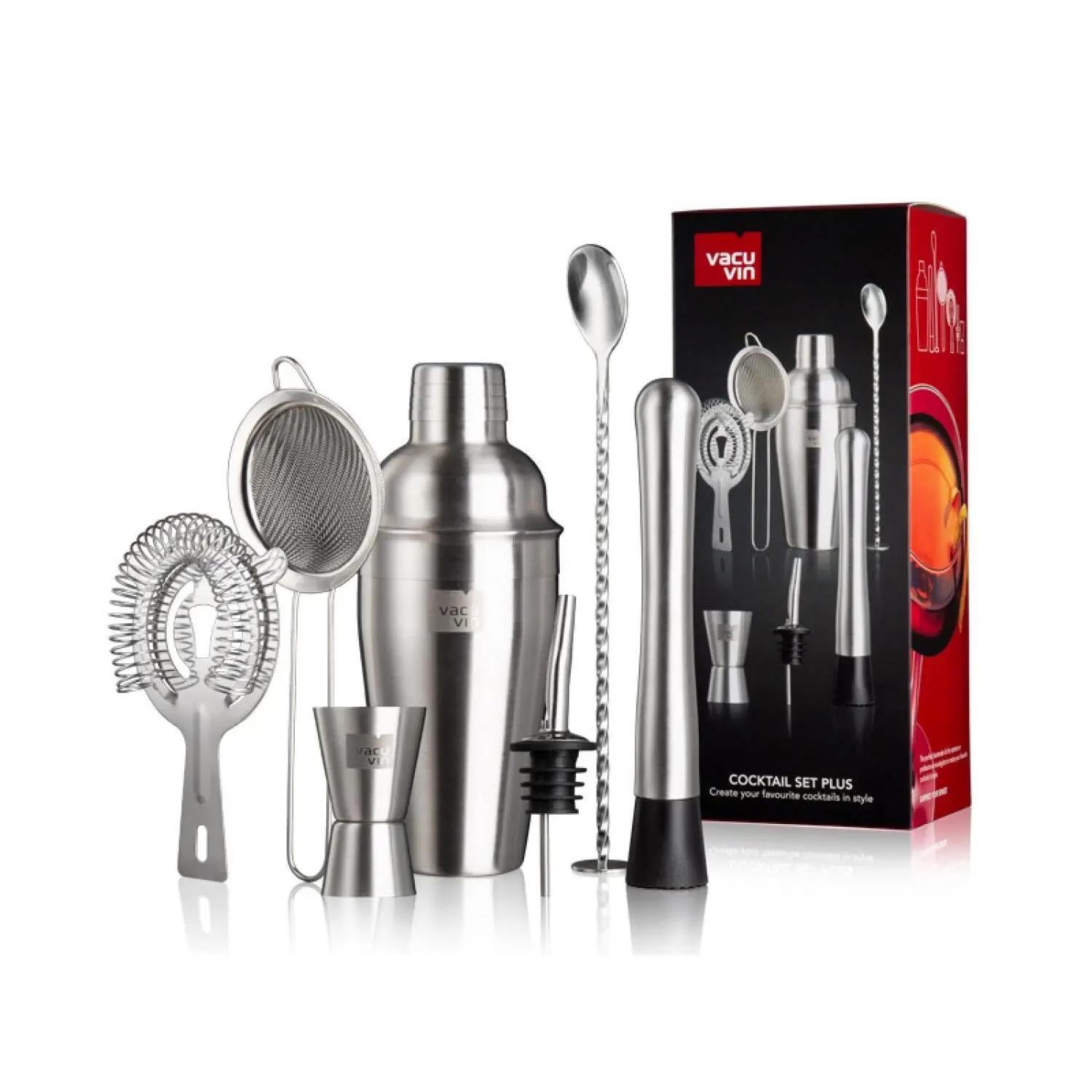 Set à cocktail de 7 pièces inox Vacu Vin