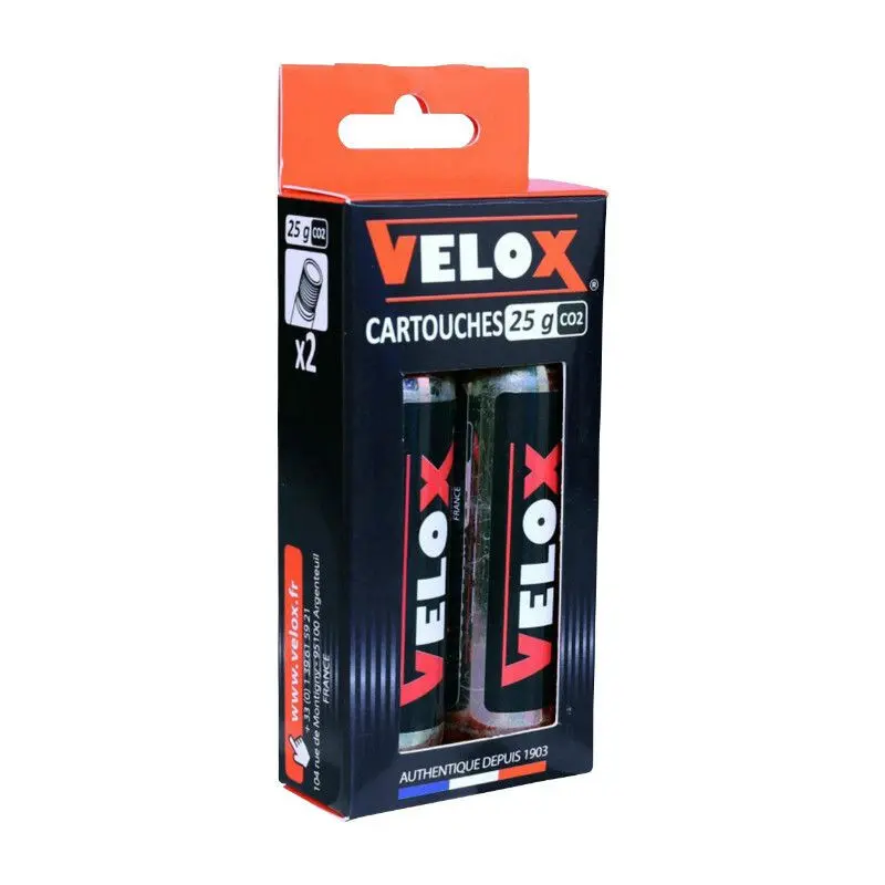Blisterverpakking van 2 co2-patronen met schroefdraad Velox