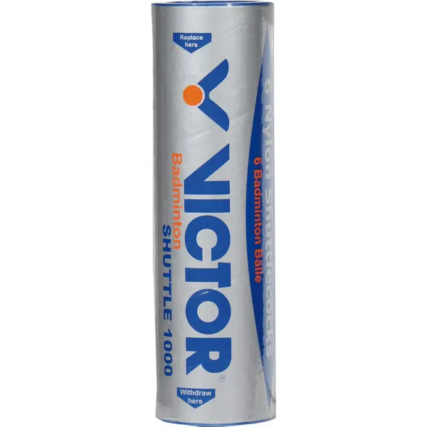 Tube mit 6 Badminton-Federbällen Victor 1000