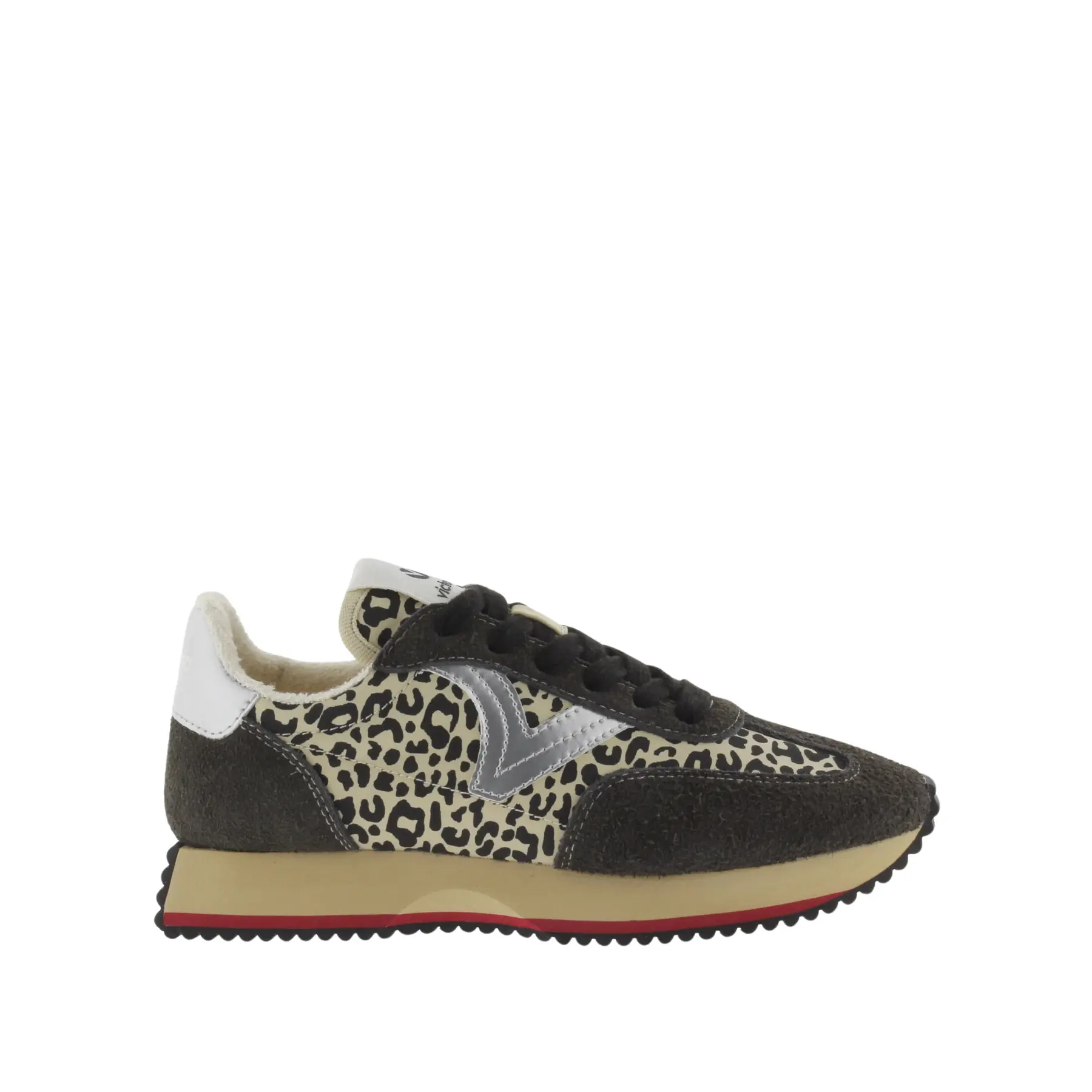 Damen Sneakers aus bedrucktem Nylon mit Tiermotiv und Spaltleder Victoria Cosmos