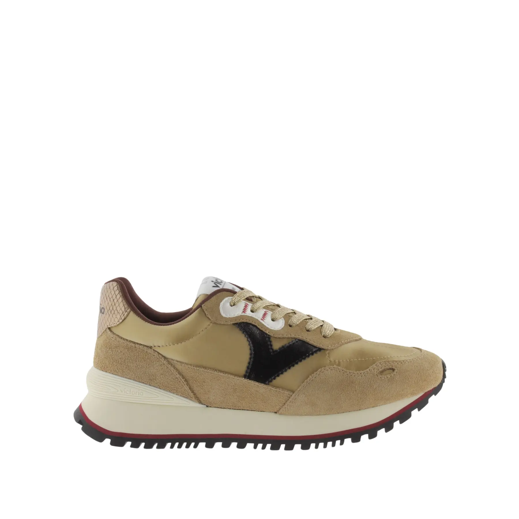 Damen Sneakers aus metallisiertem Nylon und gespaltenem Leder Victoria Viento