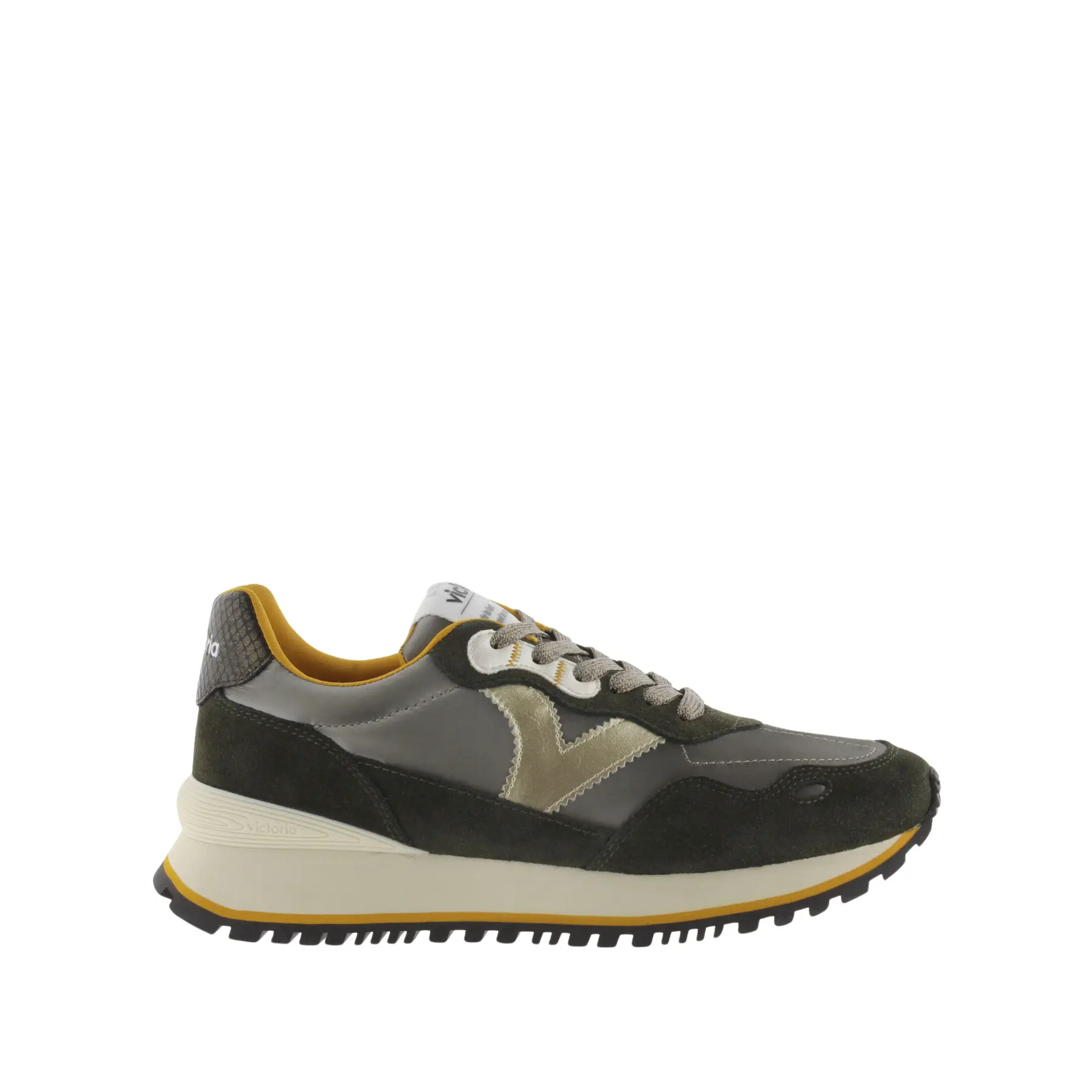 Damen Sneakers aus metallisiertem Nylon und gespaltenem Leder Victoria Viento