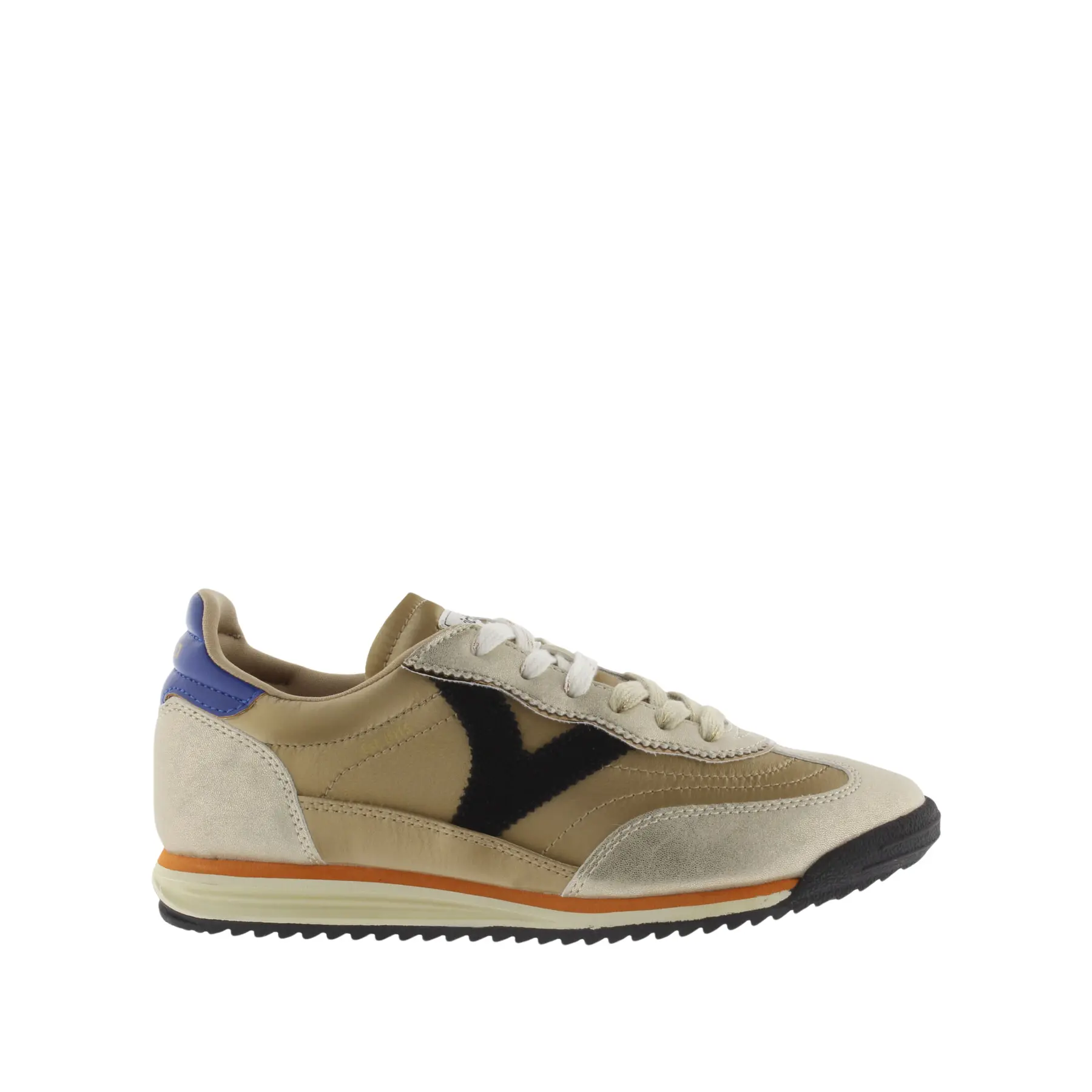 Damen Sneakers aus metallisiertem Nylon und gespaltenem Leder Victoria Saturno