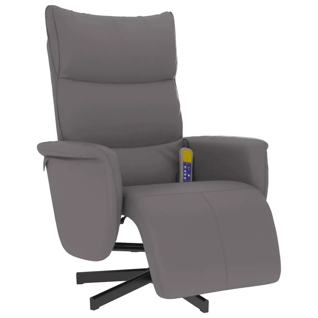 Vidaxl Gris Fauteuil De Massage, Relaxation Avec Repose-Pieds Similicuir - Image 4
