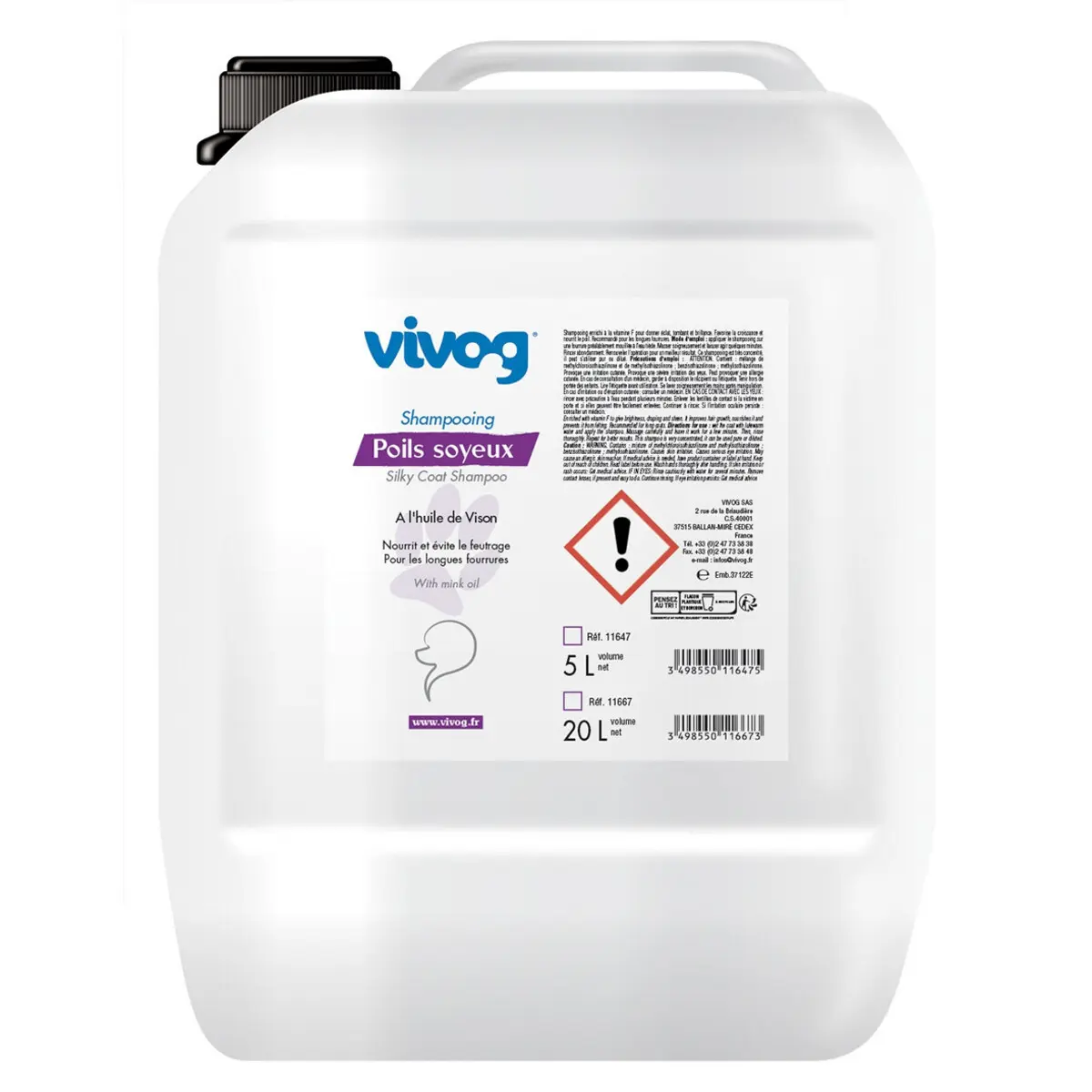 Shampoo für Hunde seidiges Fell Vivog