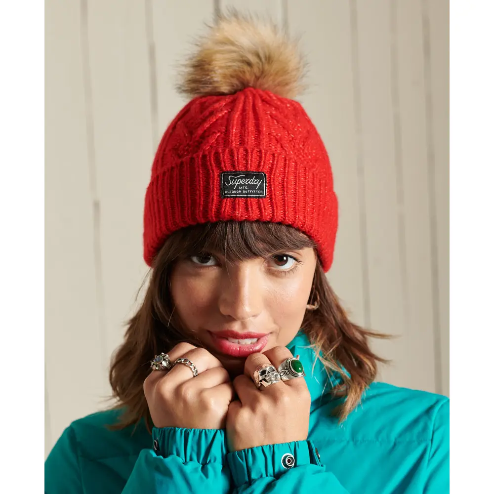 Berretto da donna in maglia a trecce Superdry Lux