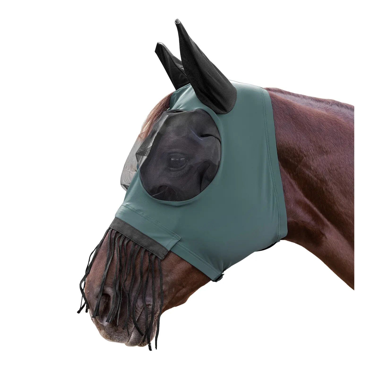 Maschera anti-insetti per cavallo con frange nasali Waldhausen Puck