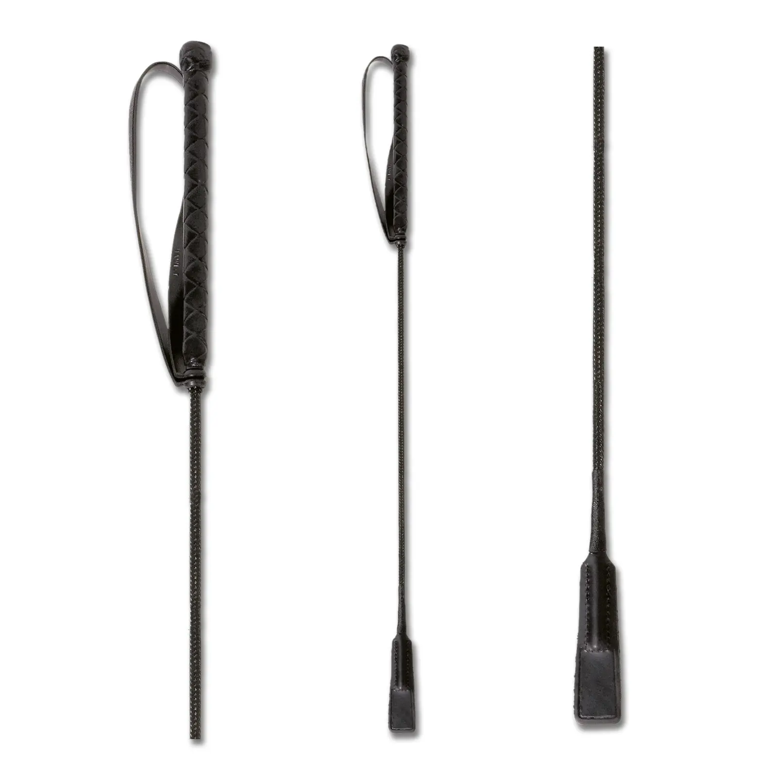 Jumping riding whip with narrow leather flap Waldhausen