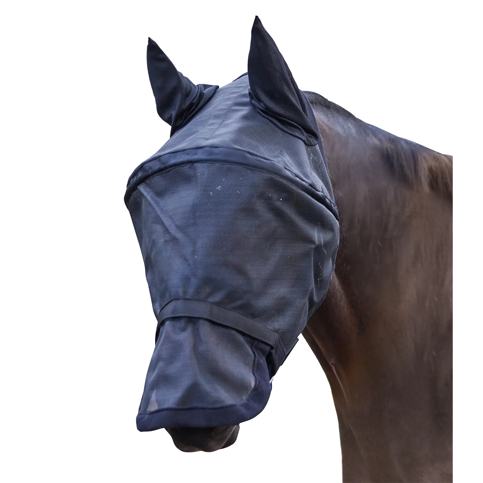 Maschera anti-insetti per cavallo con protezione per le orecchie e il muso Waldhausen Premium