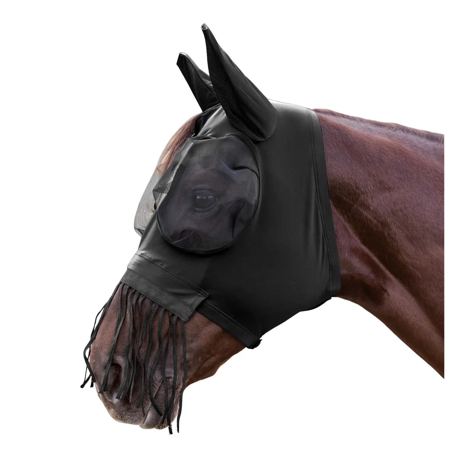 Maschera anti-insetti per cavallo con frange nasali Waldhausen Puck