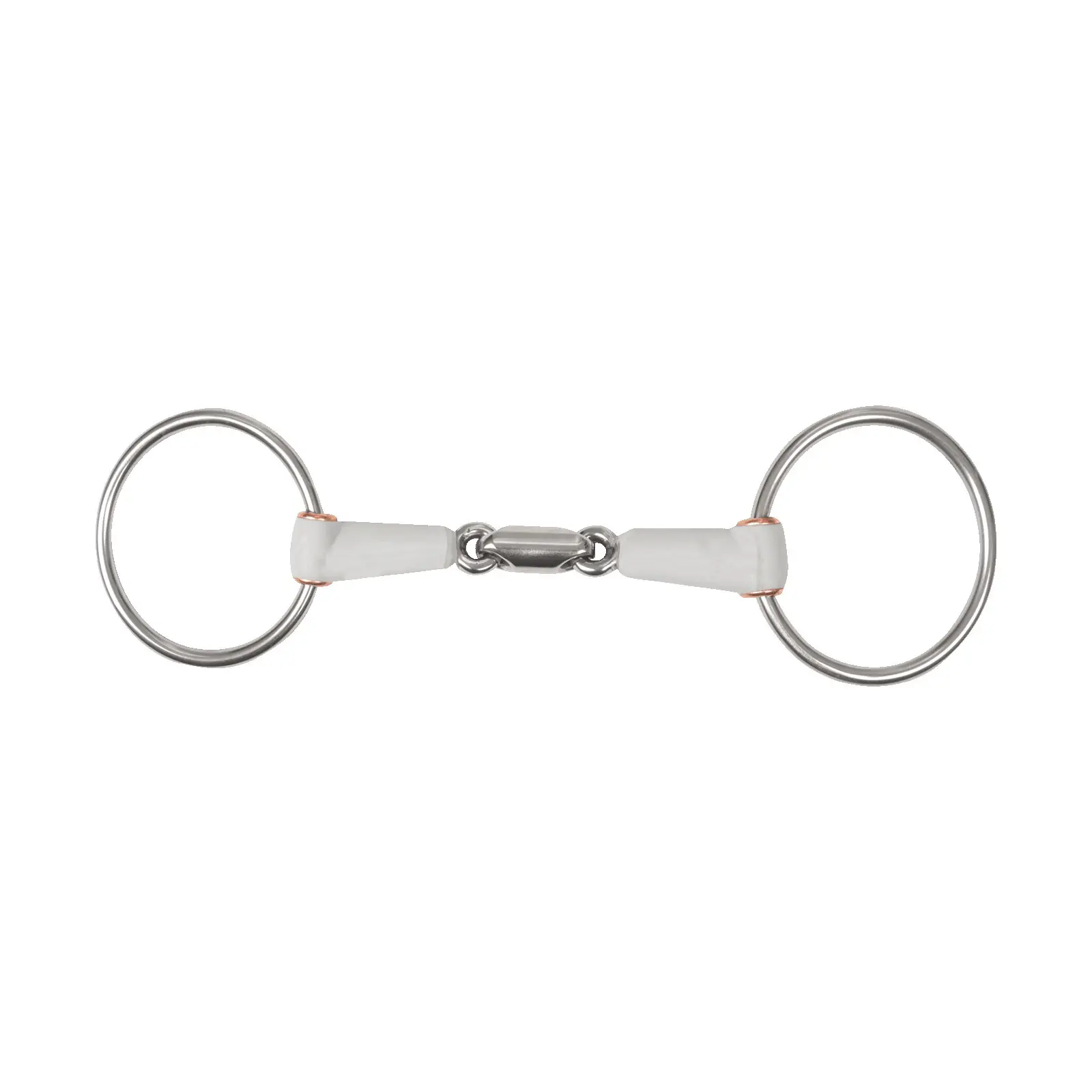 Double jointed snaffle bit with rings for horse Beris