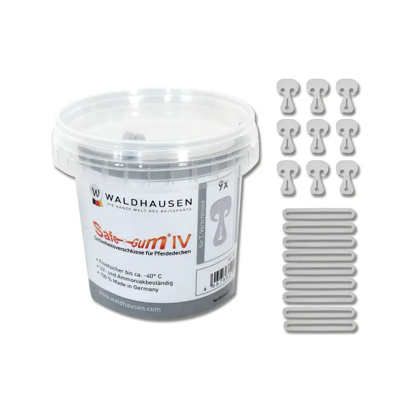 Waldhausen Safe-Gum 18er Set Karabiner & T-Verschlüsse Grau - Image 2