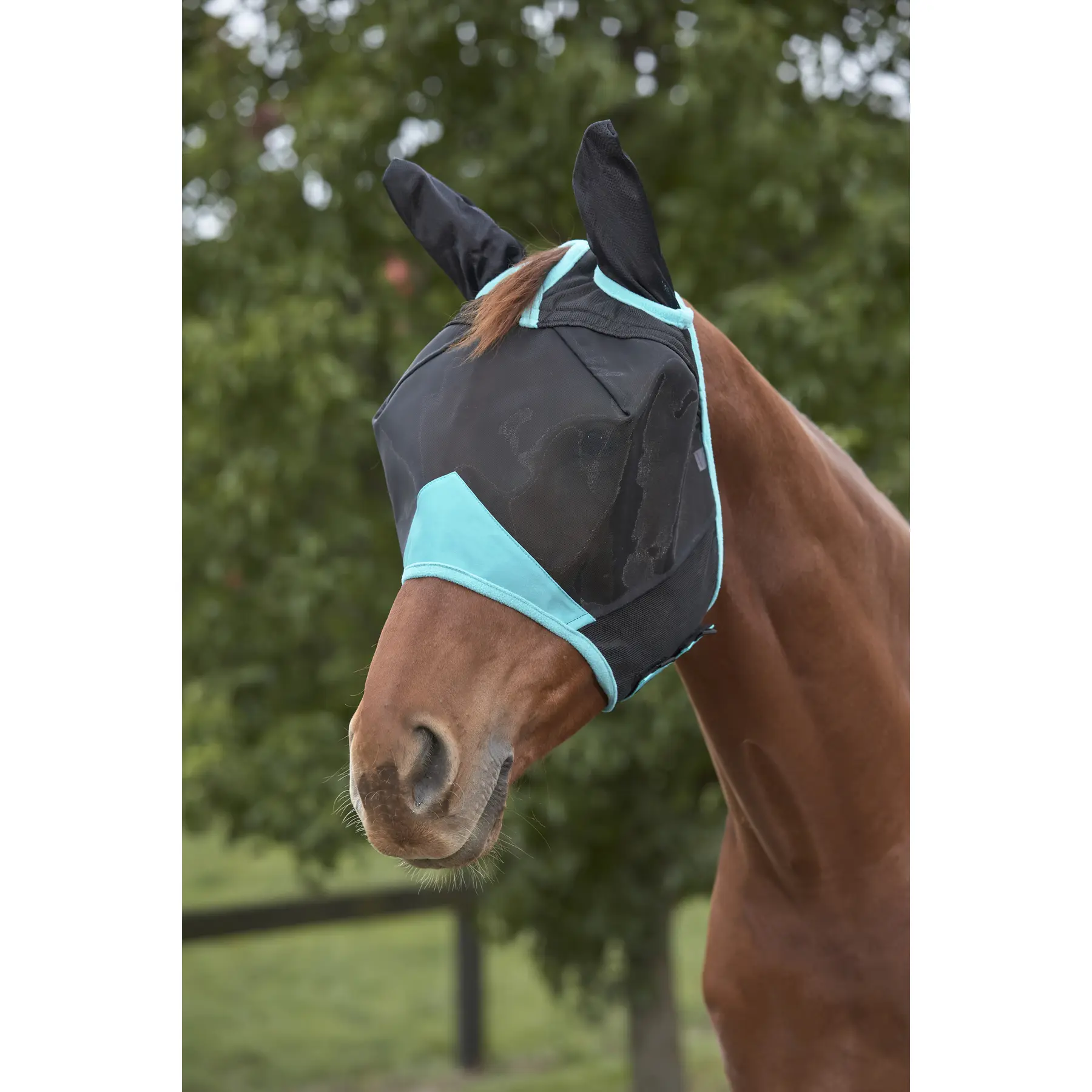 Maschera antimosche per cavalli in tela con copertura per orecchie e naso Comfitec Deluxe