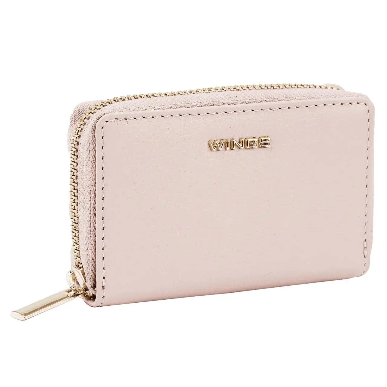 Portafoglio con zip in pelle naturale donna Wings