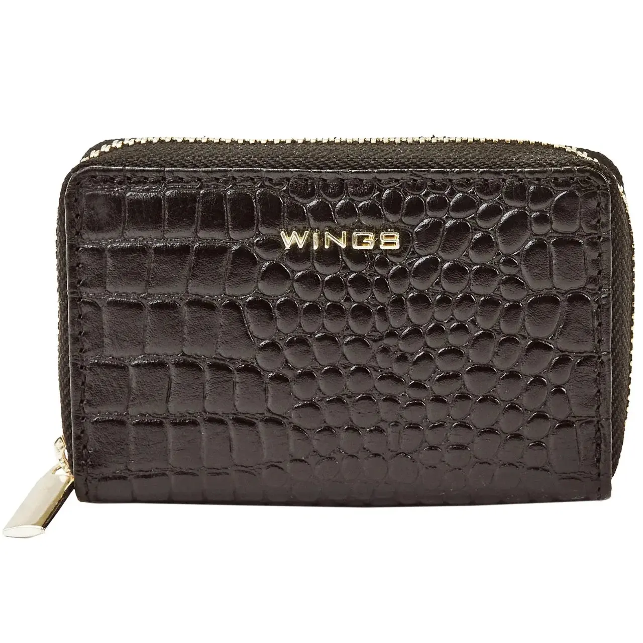 Portafoglio con zip in pelle naturale donna Wings