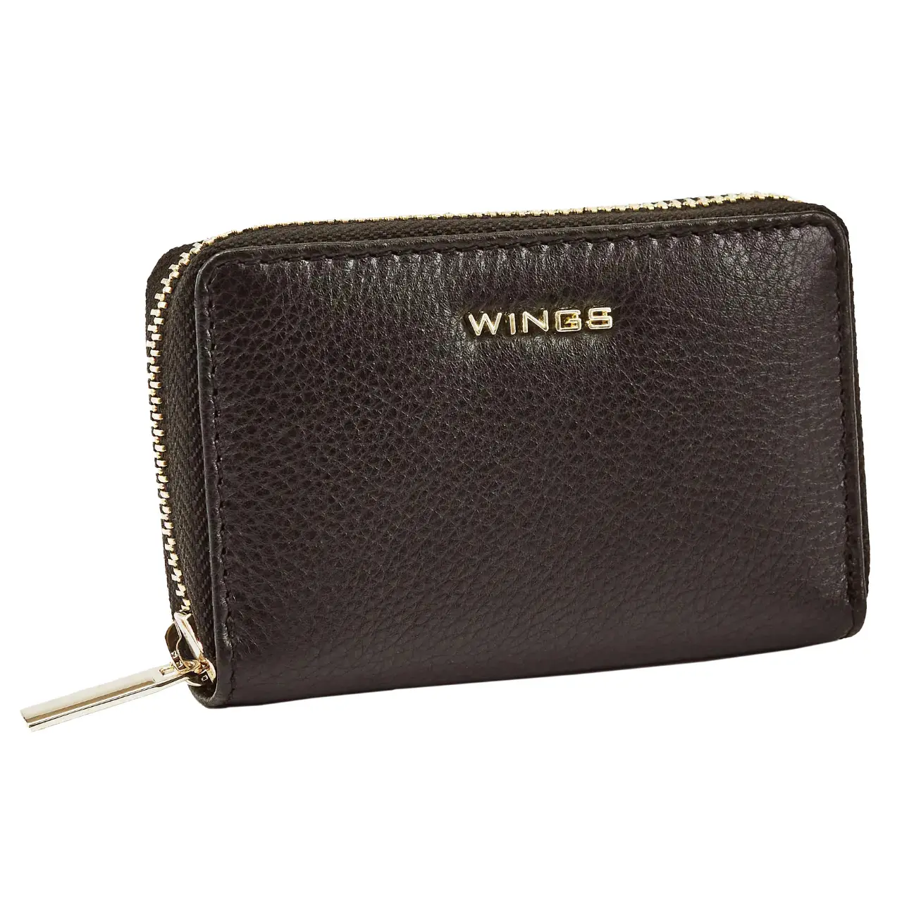 Portafoglio con zip in pelle naturale donna Wings