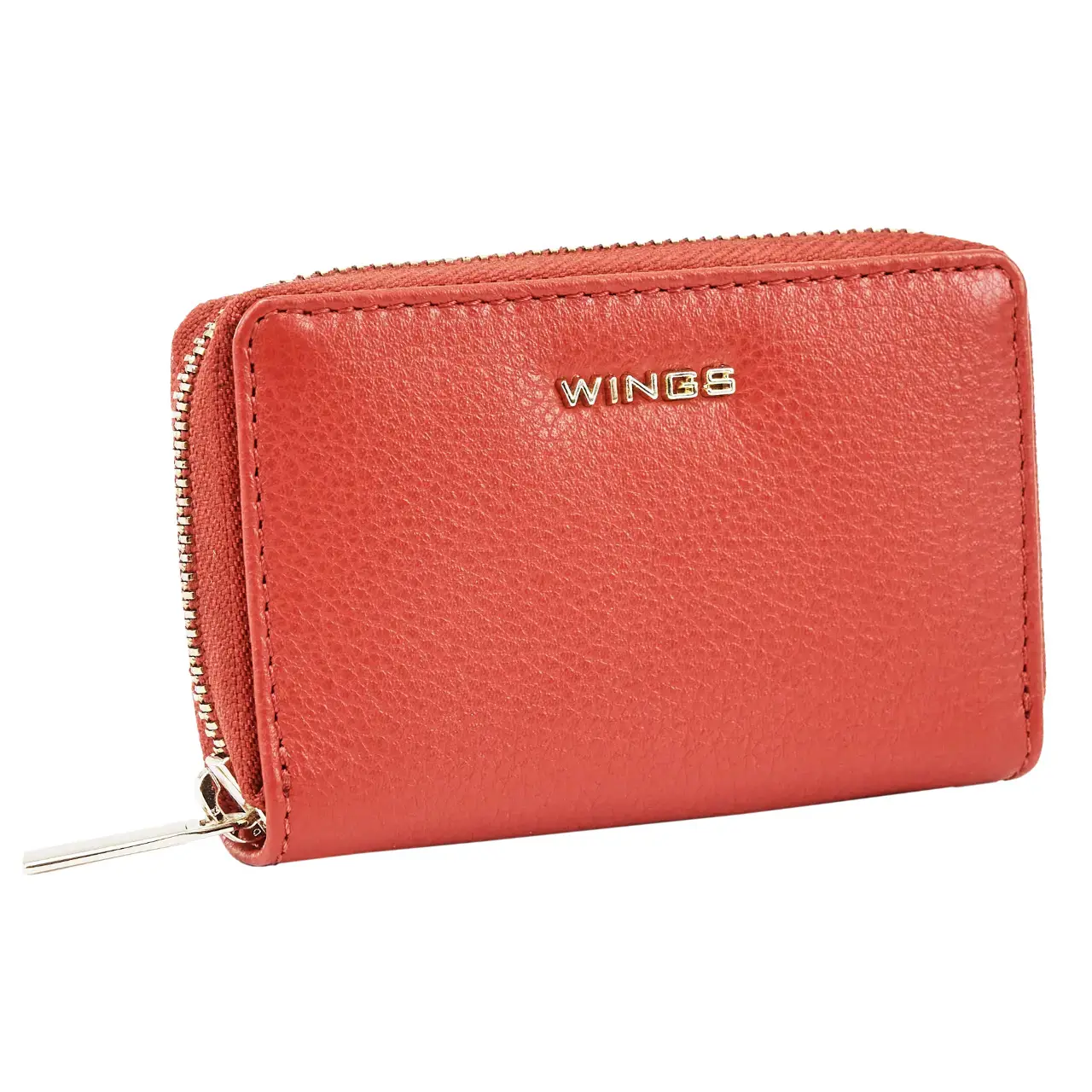 Portafoglio con zip in pelle naturale donna Wings