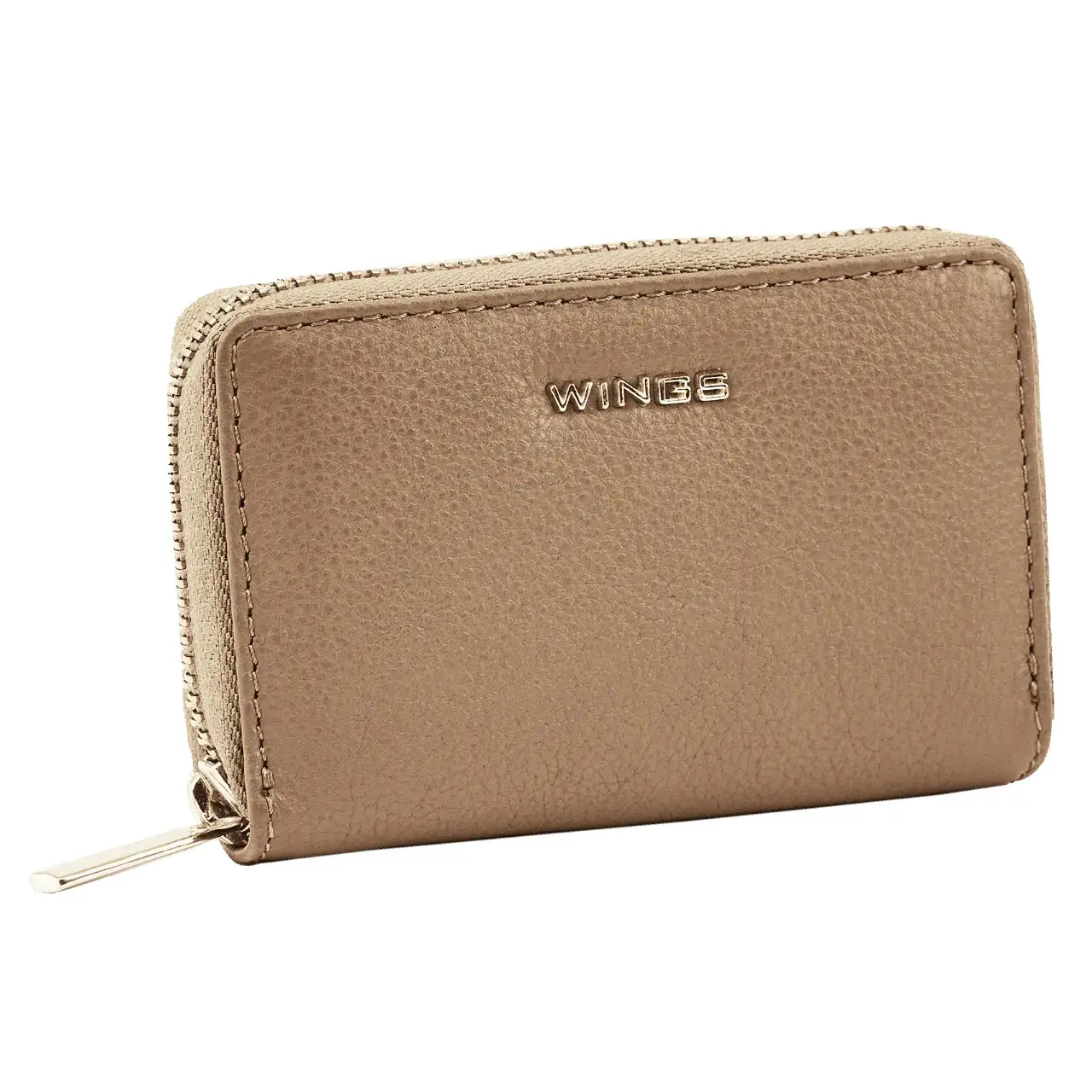 Portafoglio con zip in pelle naturale donna Wings