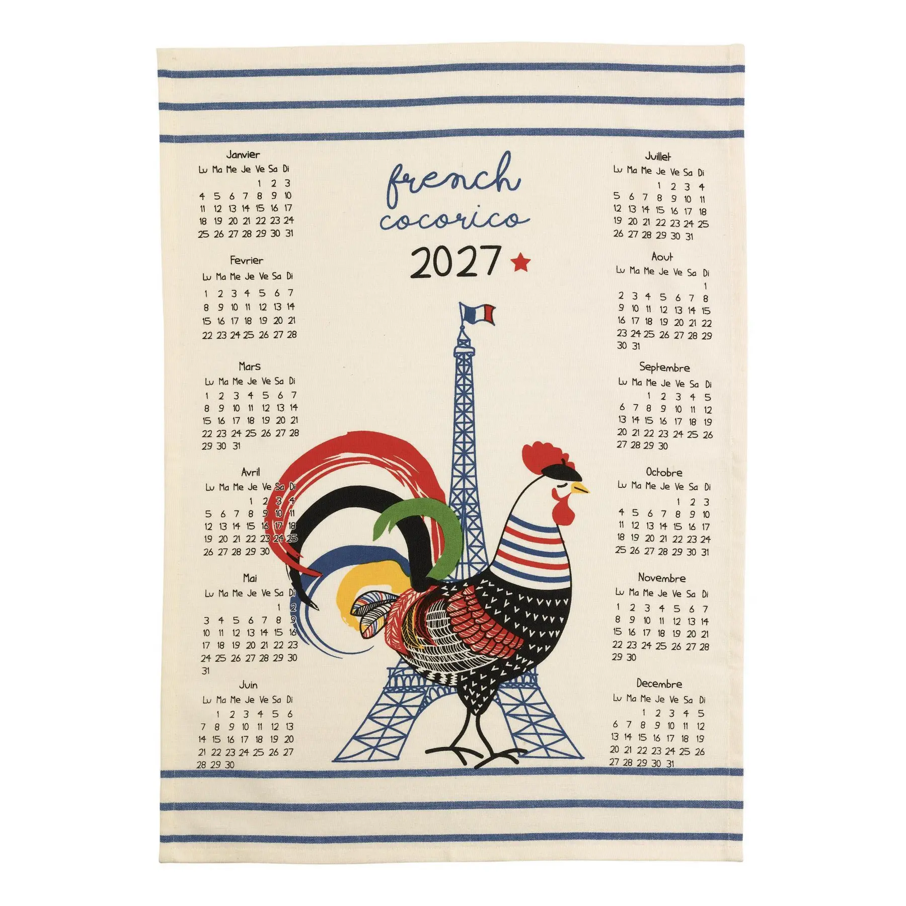 Torchon calendrier Winkler French Cocorico 2027