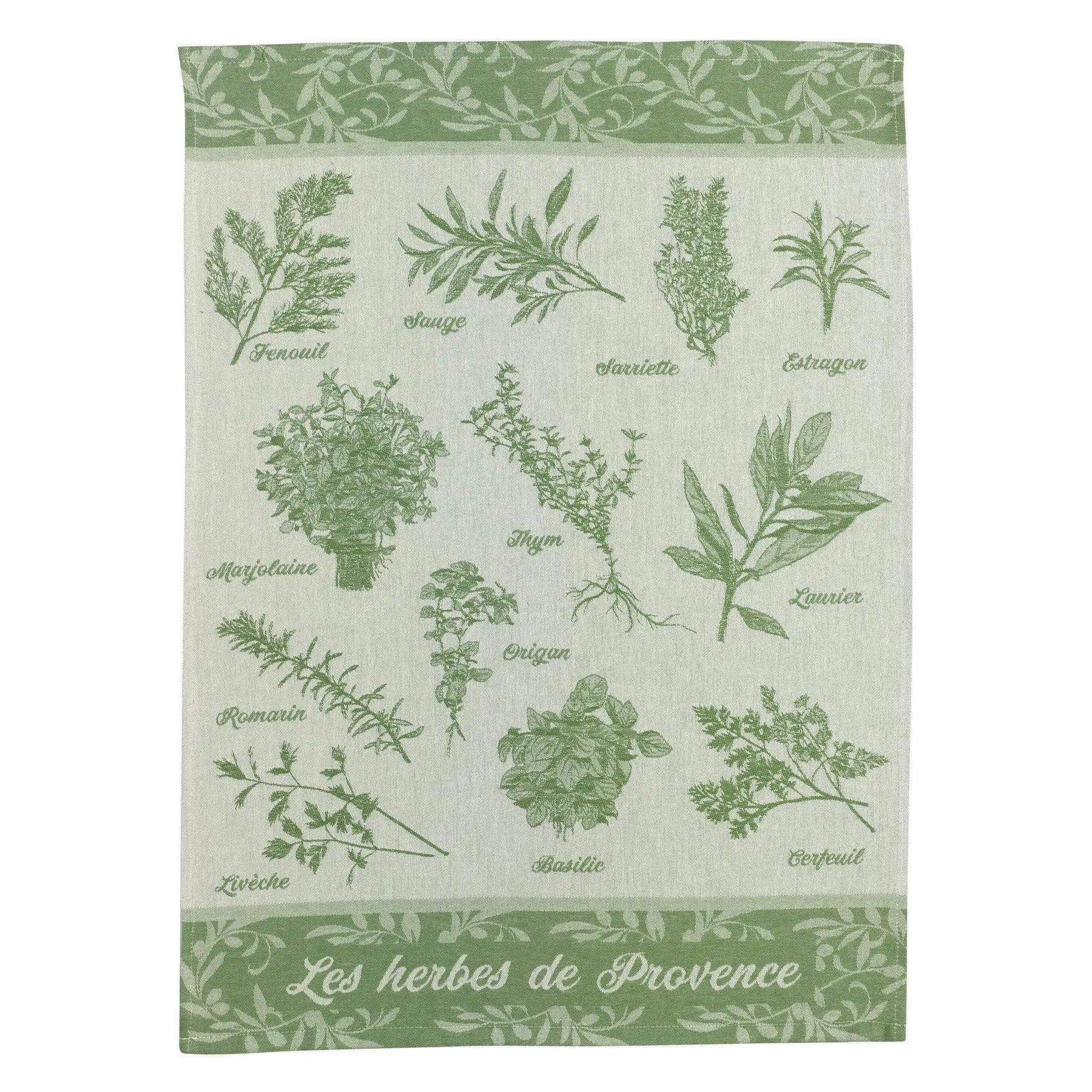 Torchon Winkler Jacquard Herbes de provence