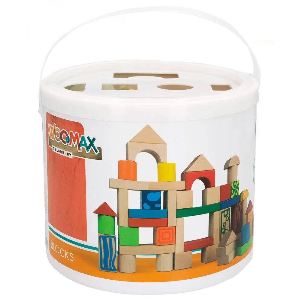 Lot de 50 blocs de construction cube en bois Woomax