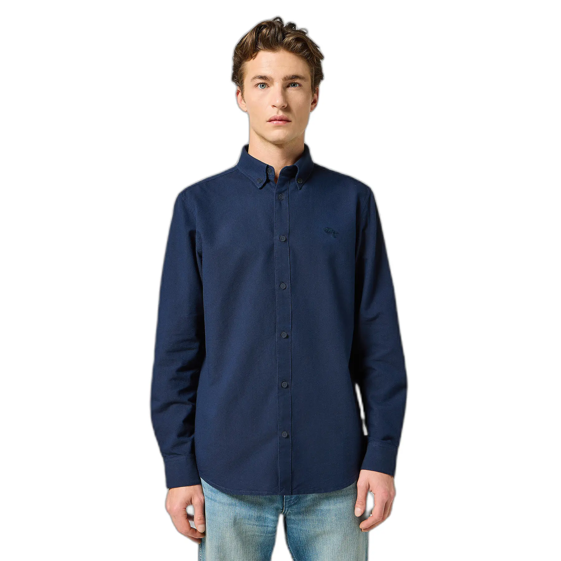 Wrangler Regular Oxford Shirt for Men in Dark Navy, Size XXL, Long Sleeve Button Down Cotton Shirt - Image 2
