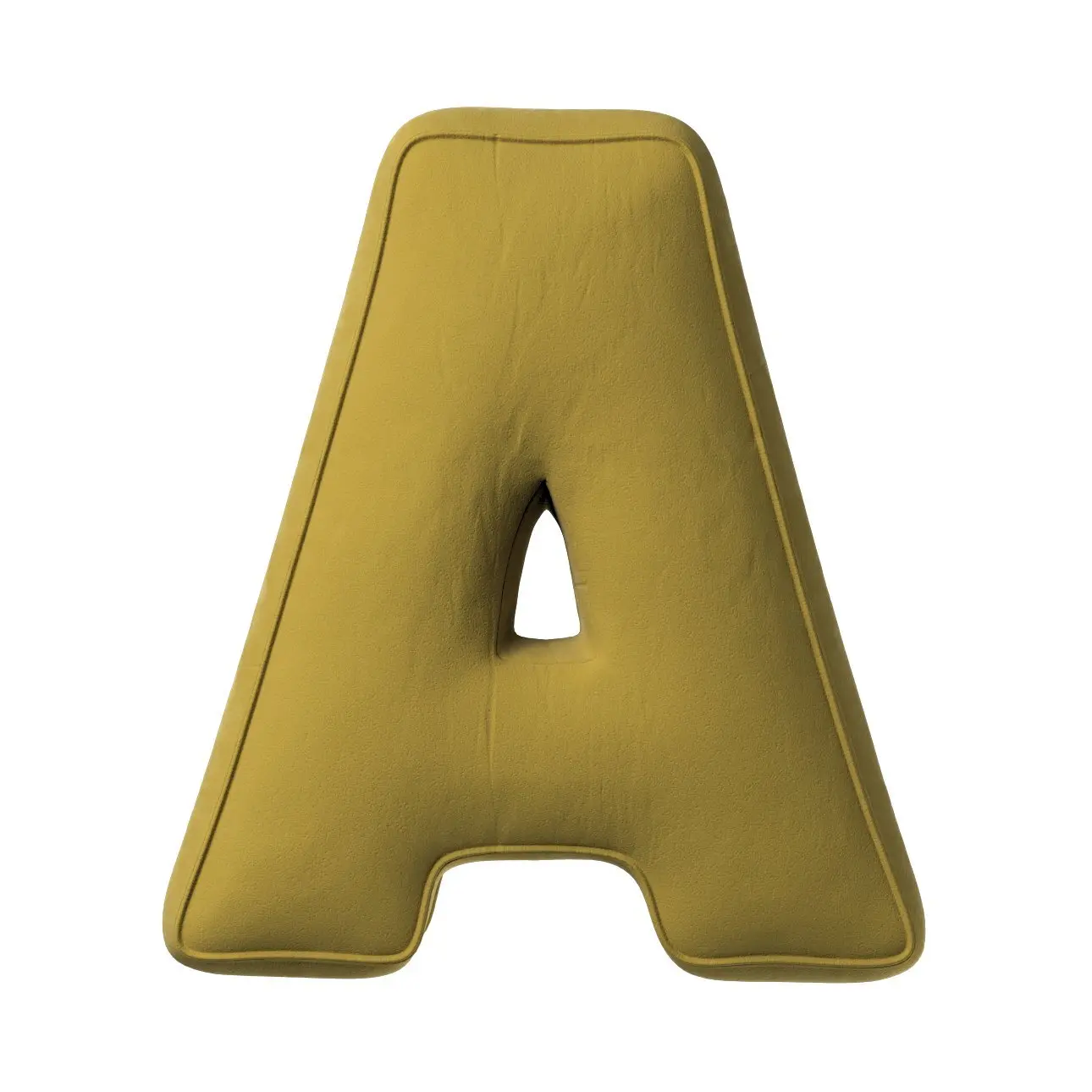 Kissen Buchstabe a Yellow Tipi Posh Velvet
