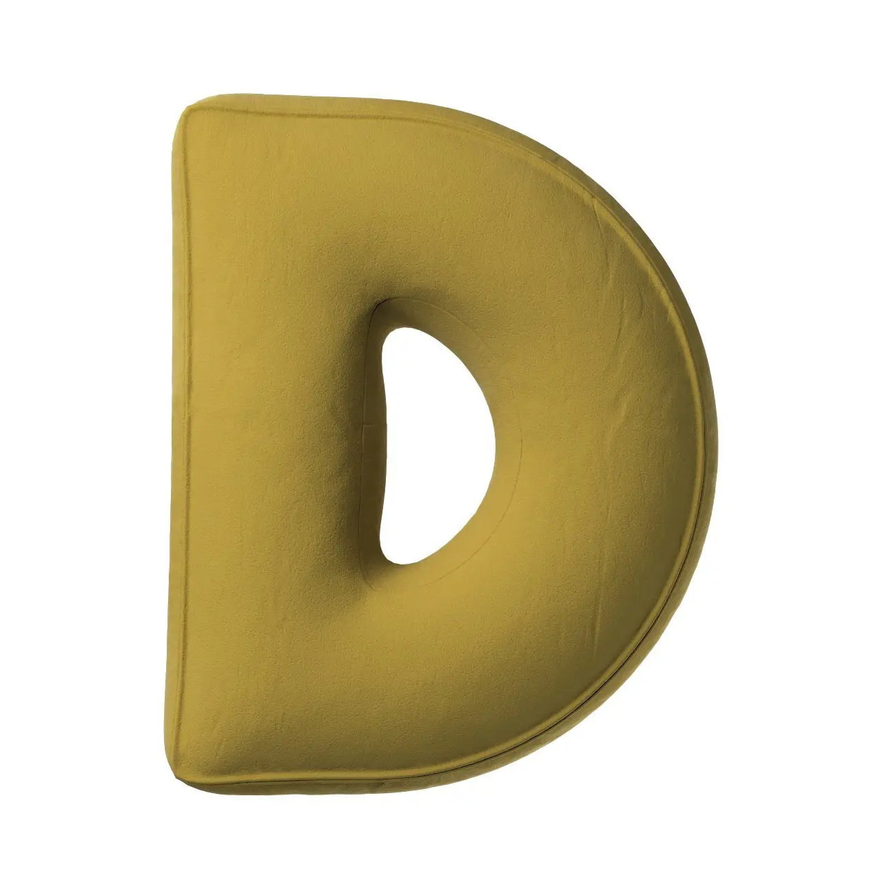 Kissen Buchstabe d Yellow Tipi Posh Velvet
