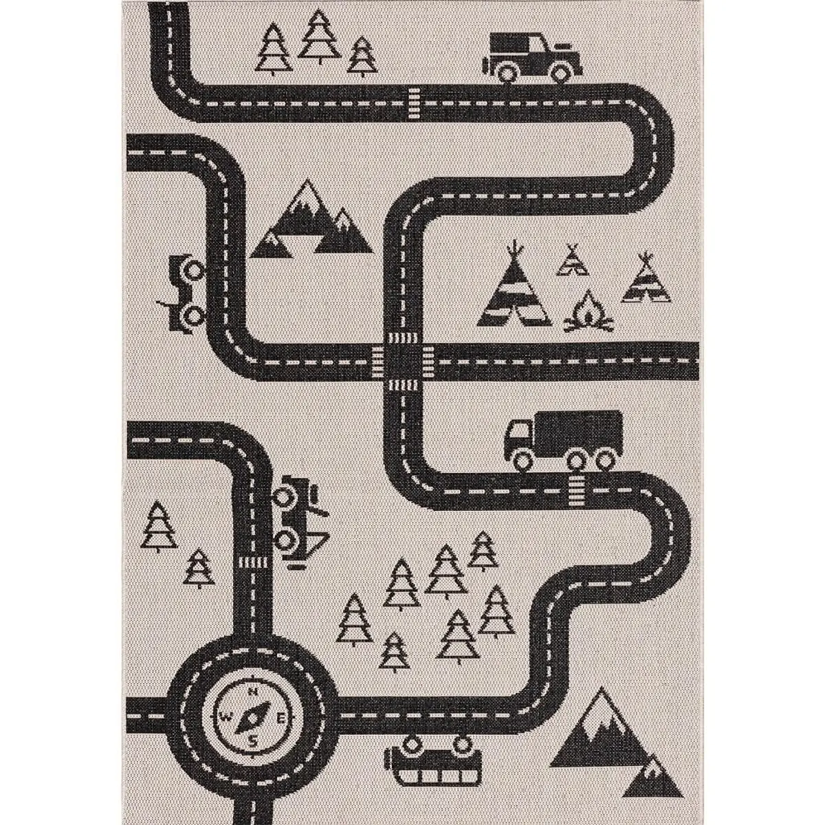 Kinderzimmerteppich Yellow Tipi Car Road