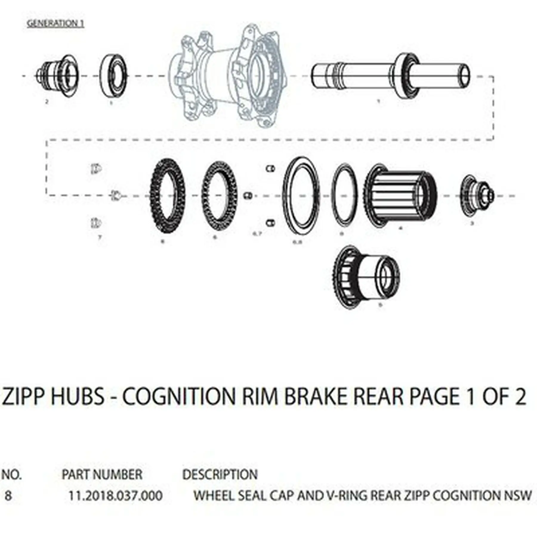Vrijloophuis Zipp Seal Cap And V-Ring Rear Cognition Nsw