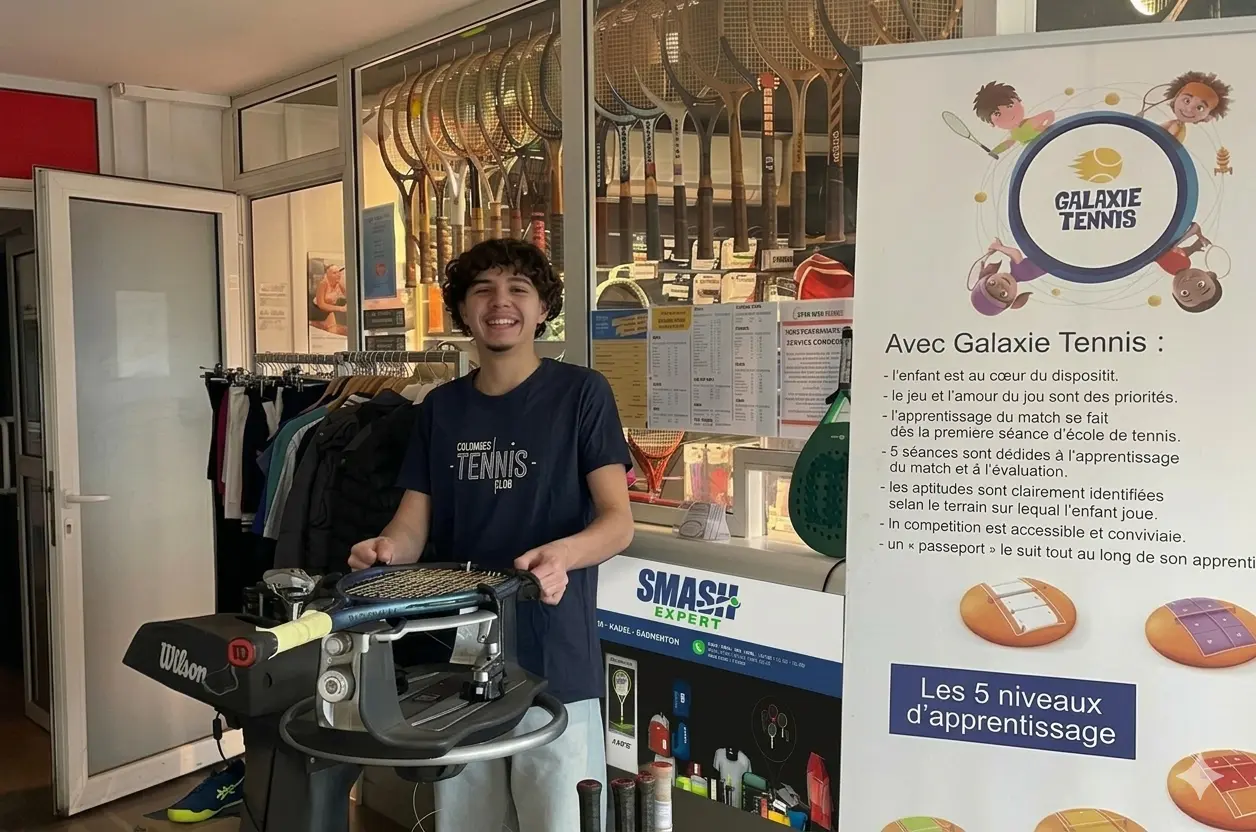 Machine &agrave; corder Smash Expert — service de cordage professionnel, partenaire Galaxie Tennis